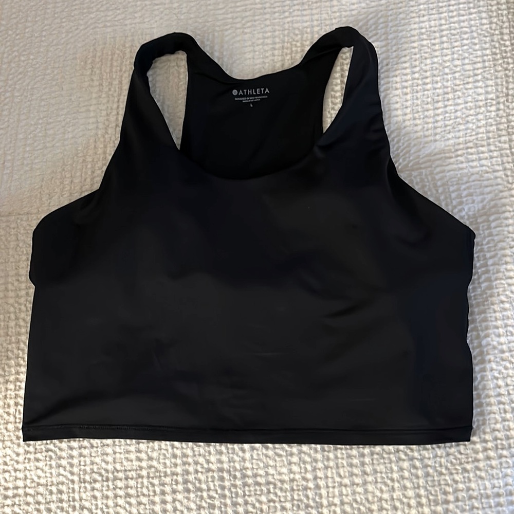 Athleta Size Large Black Crop Top With Padded Bra